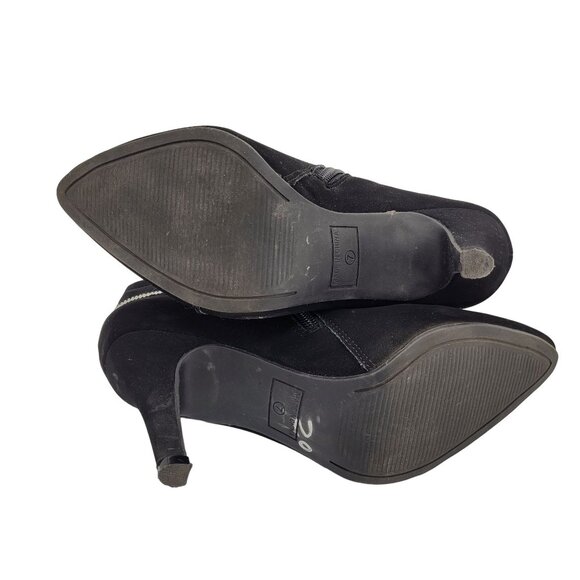 Black Ankle Boots with Multiple Silver Tone Zippers 7M/37 - Picture 7 of 10